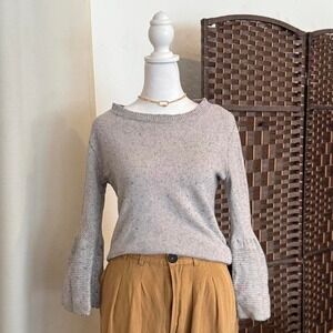 Banana Republic Italian Yarn Gray and White Sweater Bell Sleeves